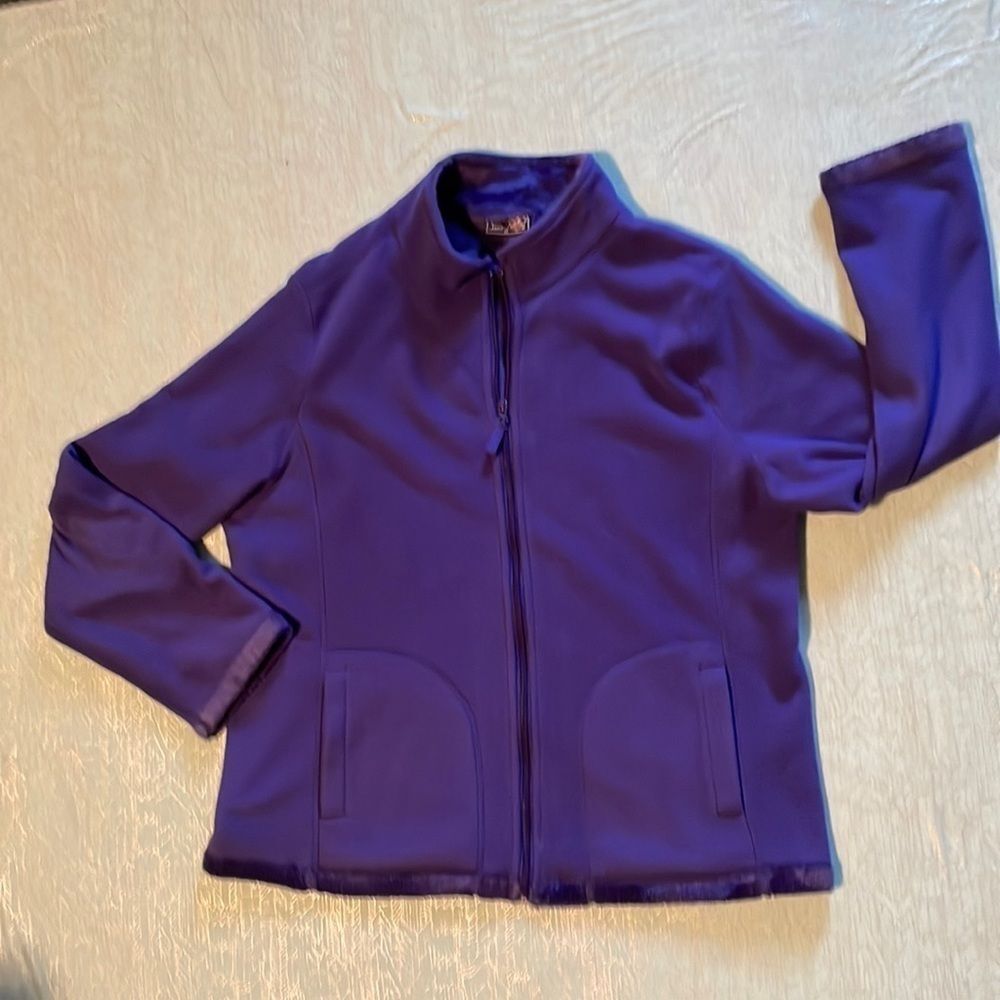 Jane Ashley 1X Indigo blue cozy zip-front jacket Soft & cozy, 27” long, 24.5 pit